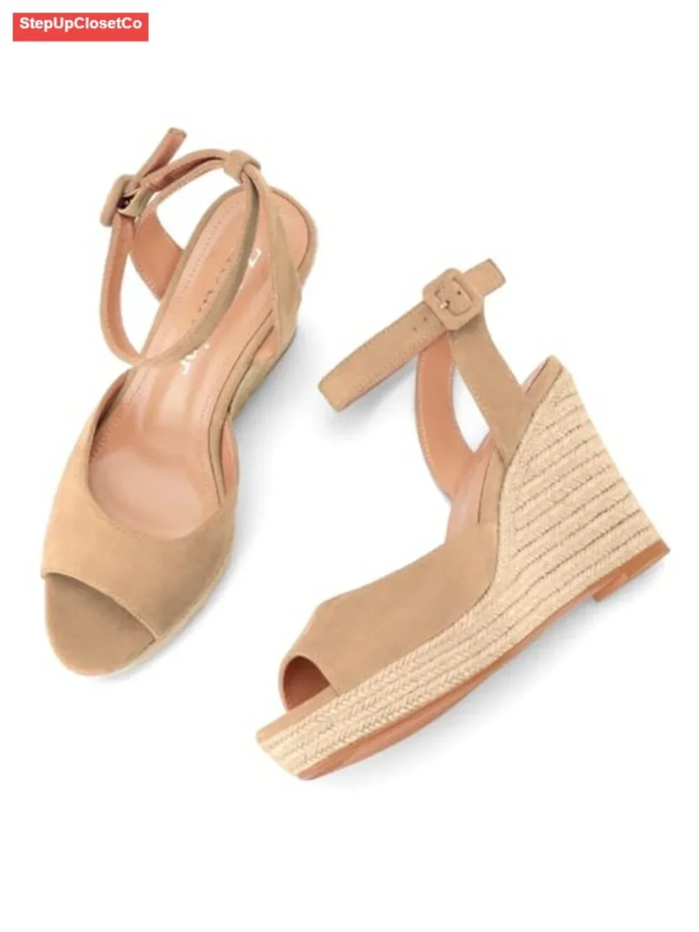 Women's Espadrille Wedges Platform Wedge Sandals Heels Peep Toe Buckle Suede